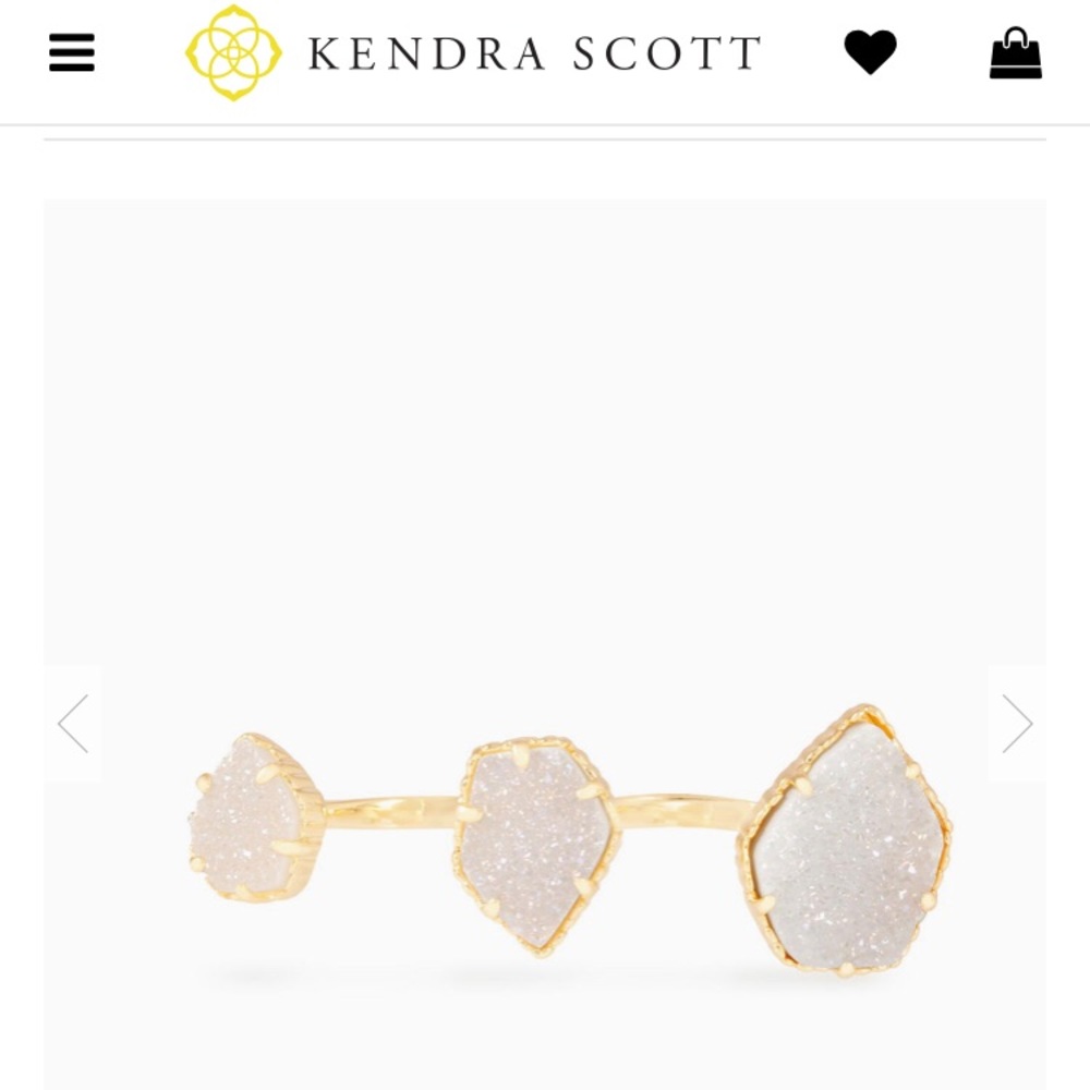 Naomi Gold Double Ring In Iridescent Drusy - S/M